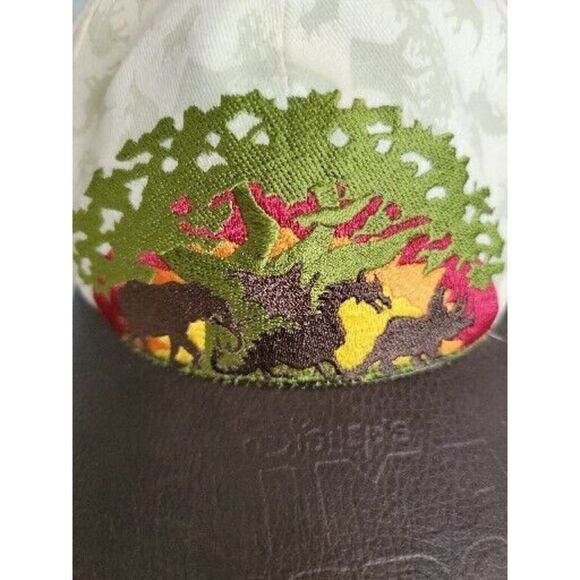 Disney Animal Kingdom Tan Real‎ Leather Bill Hat Adult One Size Adjustable - Picture 3 of 10